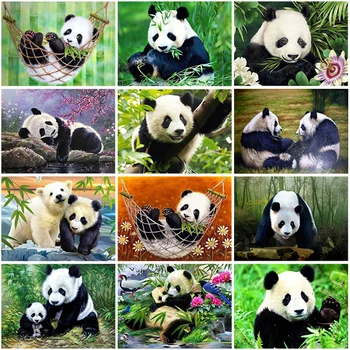 DIY 5D Diamond Slikarstvo Risanka Panda Diamond Vezenje Celoten Krog Vaja Živali Navzkrižno Šiv Mozaik Ročno Umetnost Darilo Doma Dekor