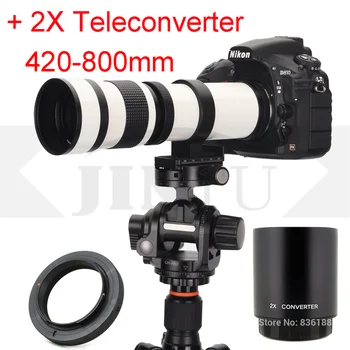 JINTU Bela f/8.3 420-800mm 420-1600mm Telefoto Objektiv +2x telepretvornik Komplet za SONY E-Mount A3000 A5000 A6000 A6100 A6300 A6500