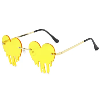 Moda Ljubezen Srce Rimless sončna Očala Ženske 2020 Luksuzni Solze Obliko Steampunk sončna Očala Edinstvenega Vintage Očala UV400