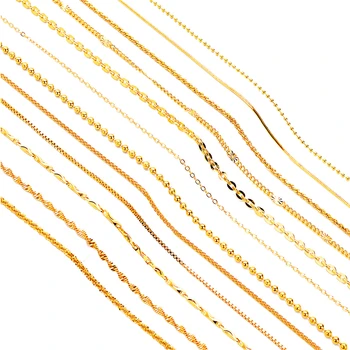 24K Gold-Napolnjena Ogrlice Za Ženske, 1-2 mm Povezavo Verige Ogrlica Fit Obesek Collier Femme Choker Visoke Kakovosti Afriške Zlato Nakit