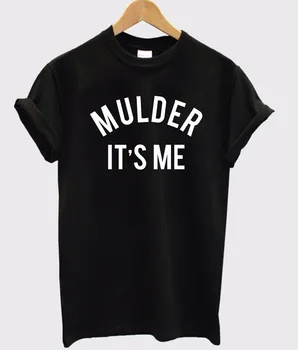 Mulder je, mi Črke Natisni Ženske tshirt Bombaž Priložnostne Smešno majica s kratkimi rokavi Za Lady Vrh Tee Hipster Spusti Ladje Z-730