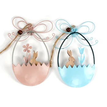 Velikonočni okras dobave par modra kovinski zajček zajec cvet letnik dekor stranka dobave kovinske obrti visi
