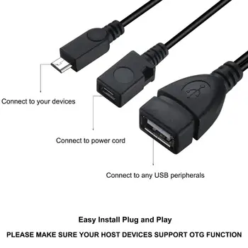 Iplay Micro USB na Vrata USB Adapter (OTG Kabel + Napajalni Kabel) za Pretakanje Palice, Predstavnostnih Naprav, Android Tablični računalnik - 2