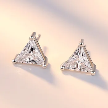 925 sterling silver fashion sijoče trikotnik kristalno ženske'stud uhani za ženske, nakit, ženski darilo za rojstni dan poceni
