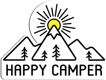 Dawasaru Happy Camper Risanka Avto Nalepke na Prostem, Potovanja, Pohodništvo Gorske gozdove Nalepko motorno kolo, Auto Dodatki PVC, 12 cm*8 cm