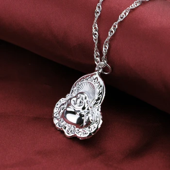 Sterling Srebro Buda Obesek. Ženski 925 trdna sterling srebrna ogrlica blagovne znamke, nakit, ogrlico. Brezplačno pošiljanje verige