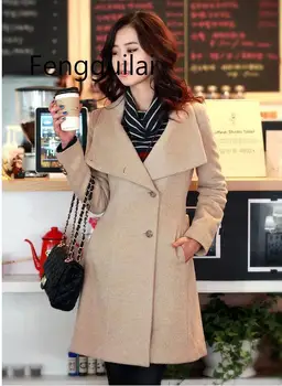FENGGUILAI ženske jakne plašči zimsko jakno korejski dolg plašč ženski debele casaco feminino črna, siva kaki