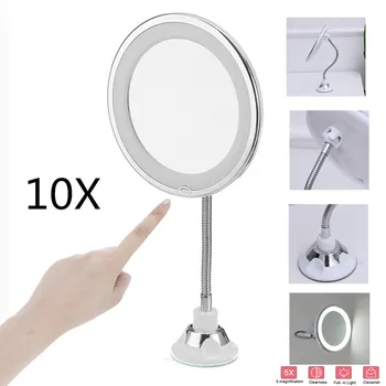 10X/5X LED Ogledalo Ličila Ogledalo z LED Luči Nečimrnosti Povečevalno Ogledalo Miroir LED Miroir Povečevalno 360-Stopinjski Vrtečih