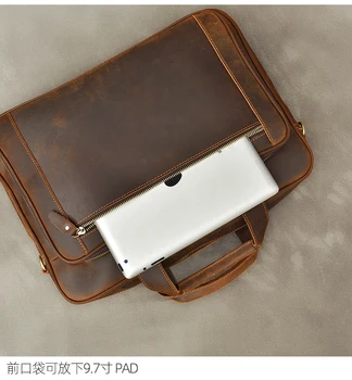 MAHEU Letnik blagovne znamke oblikovalec moških aktovko laptop torba nori konj usnje moški aktovka, torba za poslovne torbe debelo cowksin
