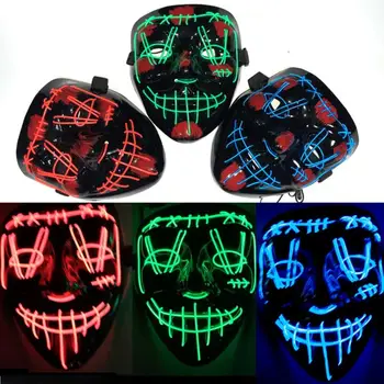 Led Masko Halloween Party Masko Maškarada Maske Neon Maske Svetlobe Svetlobna V Temi Maskara HorrorCosplay Halloween Kostum