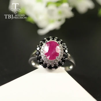 TBJ, Natural 7.8 ct Ruby Nakit Set prepogniti 7*9 mm resnično gemstone nakit 925 sterling srebro fine nakit za ženske najboljše darilo
