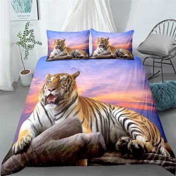 3d velikan tiger posteljnina nabor kralj kraljica twin enotni velikosti rjuhe kritje blazino primerih, posteljnina nabor