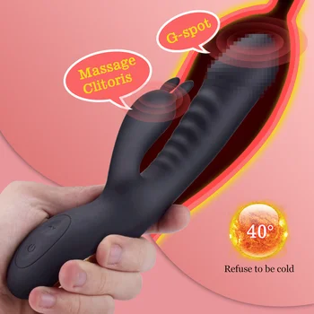 Vibrator Rabbit Vibrator Ogrevanje Močno Vagina Massager Ženski Masturbator G-spot Dvojni Klitoris Stimulator Spolnih Igrač Za Ženske