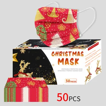 50pc Maske za Božična Risanka Prah Usta Masko za Odrasle za Enkratno uporabo Maske za Obraz za Nego Moški Ženske Maskara 2021 Novo Leto