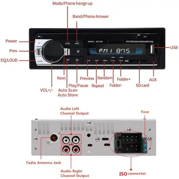 Bluetooth Autoradio Avtomobilski Stereo Radio FM Vhod Aux Sprejemnik SD USB JSD-520 12V In-dash 1 din Avto MP3 Predvajalnik