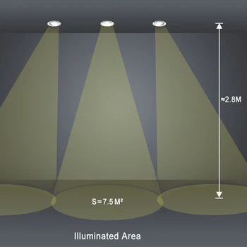 Smer Nastavljiv 9W LED Stropni Vgradni Spot Downlight LED Stropni Spot Svetilka Cut Luknjo 85-90 MM, Toplo Bela 3000K AC100~240V