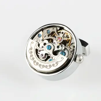 Moški Business Watch Gibanje zapestne gumbe premičnin Lepton Steampunk Prestavi Watch Mehanizem manšetni za Mens Relojes gemelos
