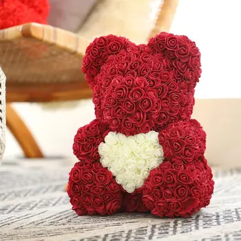40 cm Nosi Vrtnice z LED Darilo Polje medvedek Rose Milo Pene Cvet Umetno Novo Leto, Darila za Ženske Valentines