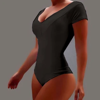 2021 Poletje Priložnostne Kratek Rokav Proti-vrat Plus Velikost Jumpsuit Žensk Barva Seksi Perilo Bodysuits Preproste Ženske igralne obleke