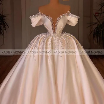 KADIER NOVIAS Dolg Rokav Slonovine Žogo Obleke arabski Moda Poročne Obleke 2021 High End Vestidos De Novia 2020 Corte Princesa