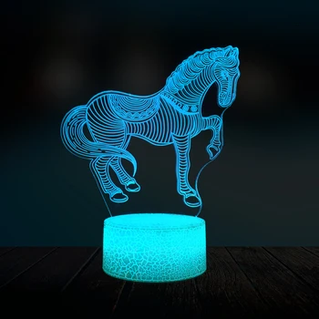 Ustvarjalne Živali Retro 3D Konjske Lučka LED USB RGB Razpoloženje Noč Svetlobe Multicolor Luminaria Spremeni Tabela Desk Dekor Home Design Darilo