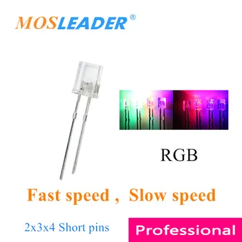 Mosleader 1000pcs 2*3*4 234 LED RGB Flash Hitro hitrost Počasna hitrost 2x3x4 Kratke nožice Rdeča Zelena Modra 2 Zatiči Kvadratnih led Pregledne