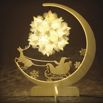 DIY LED Noč Lahka 3D Votlih Božično Darilo USB Napajanje Luči Spalnica Dekor Tabela Okraski Božič Christams Okraski Za Dom