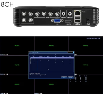 4MP AHD DVR NVR CCTV 4Ch 8Ch IP 1080P 3MP 5MP Hibridni Varnostni DVR Snemalnik, Kamera Onvif Nadzor P2P Oblak