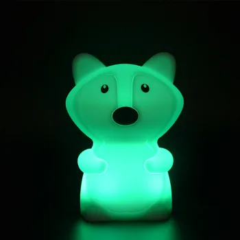 Fox LED Nočna Lučka Daljinsko upravljanje Touch Senzor 9 Barve Zatemniti Časovnik USB Polnilne Silikonski Postelji Lučka za Otroke Baby