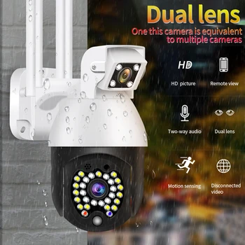 HD 3MP Dual-Objektiv PTZ Wifi Kamera na Prostem Auto Tracking Oblak CCTV Home Security IP Kamero 4X Zoom Avdio Speed Dome Kamere YCC365