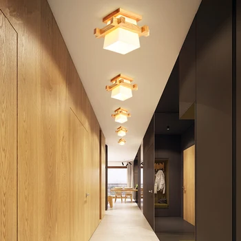Artpad Tatami Japonski Stropna Luč za Domačo Razsvetljavo Stekla Lampshade E27 LED Stropna Svetilka Lesa Znanja Hodnikih Verandi Napeljave