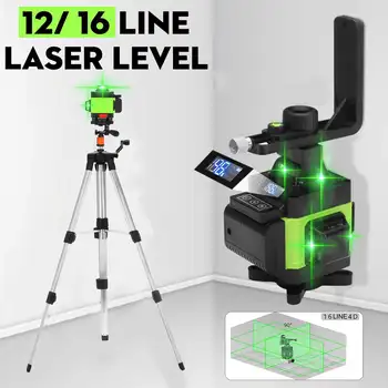 ZEAST Laser Ravni 16 Linij 4D Self-Izravnavanje 360 Vodoravno In Navpično Križ Super Močan Zeleni Laserski Žarek Line LED zaslon