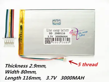 5 nit Litrski energijo baterije 2980116 3,7 V 3000MAH Univerzalni Li-ion baterija za tablični računalnik 7 palčni 8 9 inch inch
