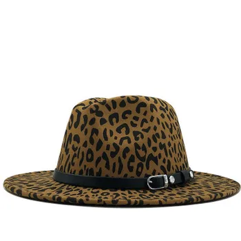 Fedora klobuki leopard z pasu pasu letnik, zimski klobuki ženske jazz kape fascinator črna rumena leopard moški ženske ufilcala klobuki nova