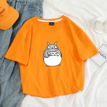 Harajuku Totoro T Shirt Film Hayao Miyazaki Živahen Stran Ni Obraz Človeka, Bombaž Poletje Vrhovi Japonski Anime Ženske Kawaii Tee Majice