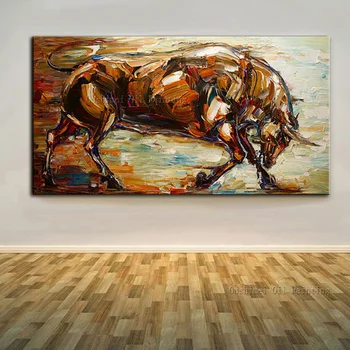 Spretnosti Umetnik Ročno poslikano Visoke Kakovosti Povzetek Živali Bika Oljna slika na Platnu Ročno Povzetek Močno Bika Oljno sliko