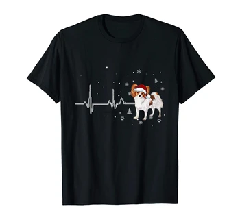 Darila T-Shirt-moška T-Majica-Črna Srčkan Božič Dog I Love My Papillon srčni Utrip -