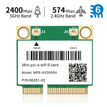 2974Mbps Wifi 6 Mini PCI-E Card 2.4 G/5Ghz Bluetooth 5.0 Brezžično Omrežje Wlan Kartico Wifi 802.11 ax/ac MU-MIMO Windows 10 Prenosnik
