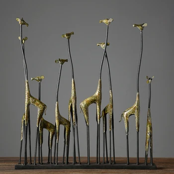 Vintage Žirafa Namizje Docor Kovine, Kipi Jelena Orniament Obrti Živali Slika Dom Dekor Železa Obrtniška Dela Kiparstvo