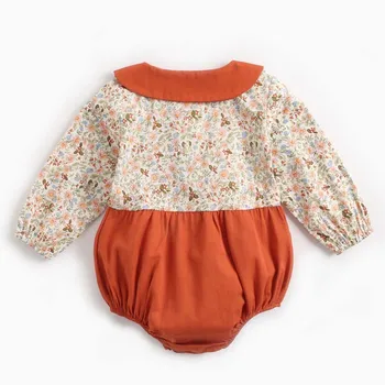Newborn Baby Dekle z Dolgimi Rokavi Obleka, Cvetlični Bodysuit Jumpsuit Enega Kosa Obleko 0-3Y Baby Girl Jesen Oblačila