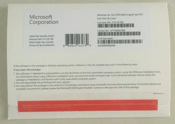Microsoft Windows Server 2019 Standardni Ključ 64 bit angleški DVD OEM Boxed 16 core Win 2019 Std COA nalepka Globalni Življenjsko dobo UPORABE