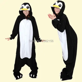 Kigurumi Black Pingvin Pižamo Stranka, Cosplay Kostum Flanela Onesies Igra Risanka Živali Sleepwear