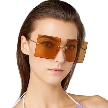 2020 Preprost Velik Okvir sončna Očala Ženske Quadrilateral sončna Očala Za Ženske, Kovinski Kozarci Feminino Retro Oculos De Sol UV400
