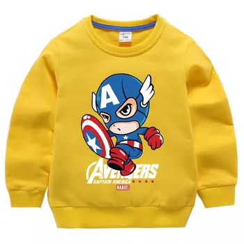Disney Pomlad Jesen Captain America Fant Hooded Majica Otroci Fant Puloverju Pulover otroških Oblačil Vrhovi Za 2-12 Let