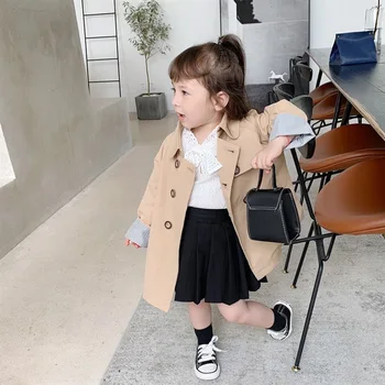 2020 Dekleta Novo Jeseni korejski Moda Dolgo Sleeved Otrok Windbreaker Suknjič