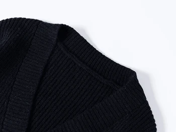 Toppies črno jopico pulover ženske gumb pleteni jakna, plašč moda prevelik brezrokavniki