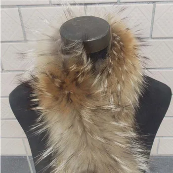 Usnje krzno ovratnik verodostojna rakun lase šal 70 cm krzno trim navzdol plašč krzno trakovi / hooded rakun ovratnik L9