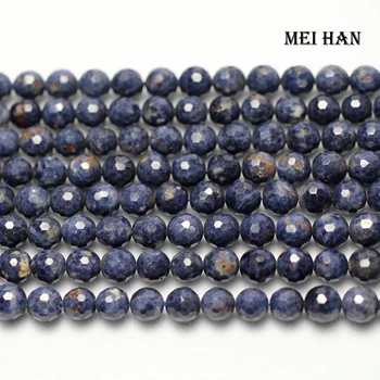 Meihan brezplačna dostava (62beads/set) naravna modra sapphiree 6-6.5 mm obrazi krog svoboden kroglice za nakit, izdelava načrta