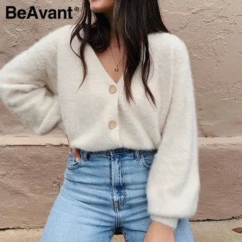 BeAvant Priložnostne proti-vrat kratke ženske pleteni pulover Bat rokav enotni-zapenjanje žensko jopico barva prilagodljiv dame jopica
