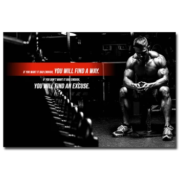 NICOLESHENTING Bodybuilding Motivacijske Umetnosti Svile Plakat 12x18 24x36inch Fitnes Vadba, Stenske Slike Telovadnici Soba 010